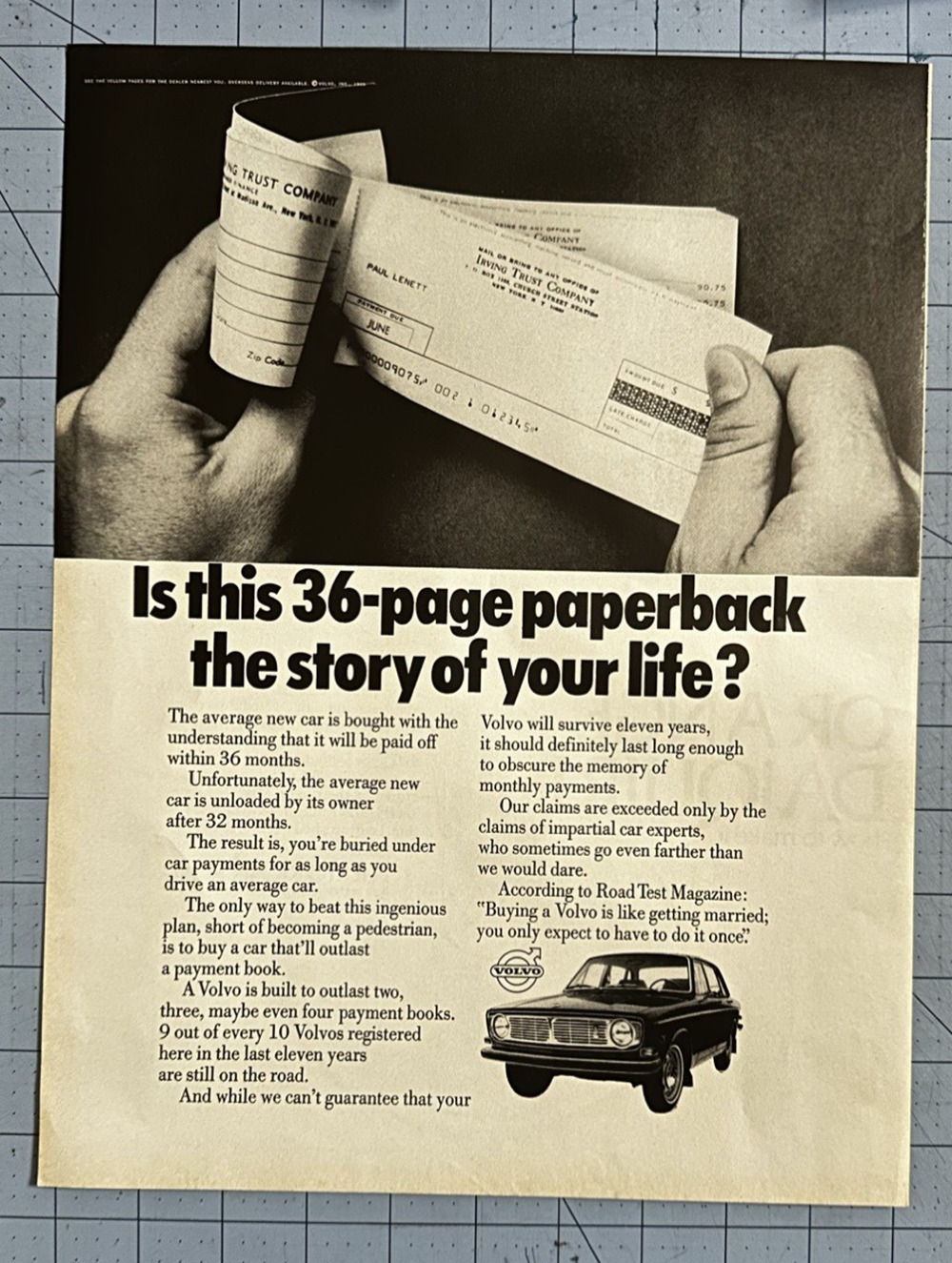 1969 VOLVO Automobile Magazine Ad - 36 Month Payment Book